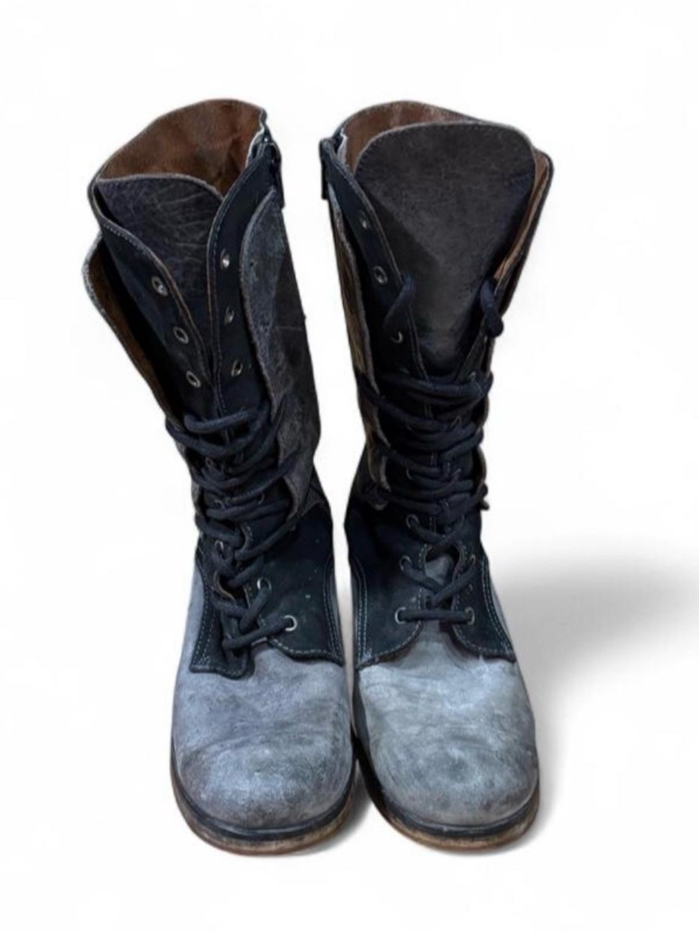 Sixtyseven Women's Two-Tone Gray and Black Combat Boots